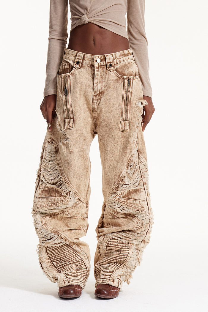 Dimitar Ripped Zipper Jeans