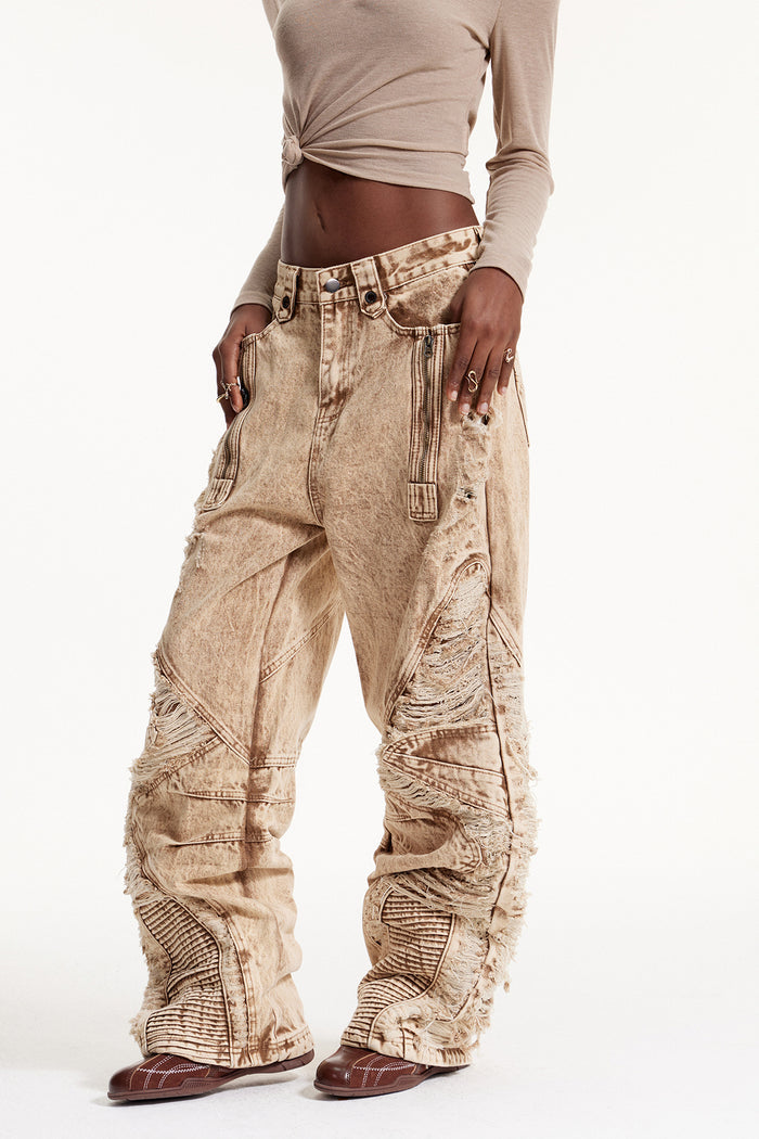 Dimitar Ripped Zipper Jeans