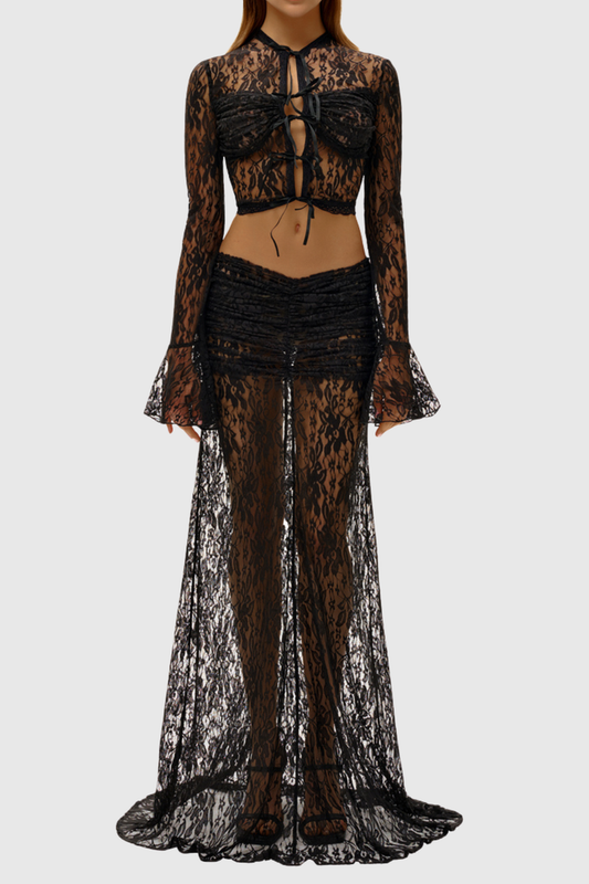 Djehutimose Crop Lace Skirt Set
