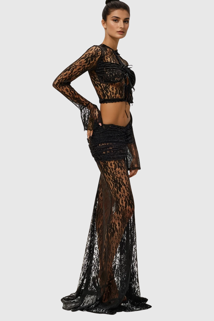 Djehutimose Crop Lace Skirt Set