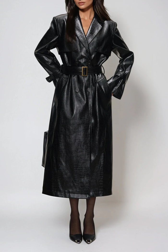 Dorete Belt Leather Coat