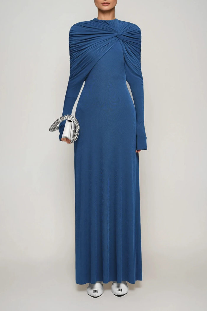 Douglass Ruch Shawl Maxi Dress In Blue