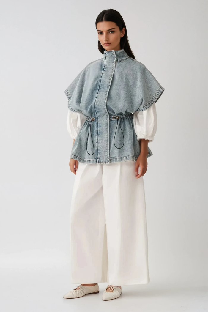 Dovilas Drawstring Ruch Denim Top