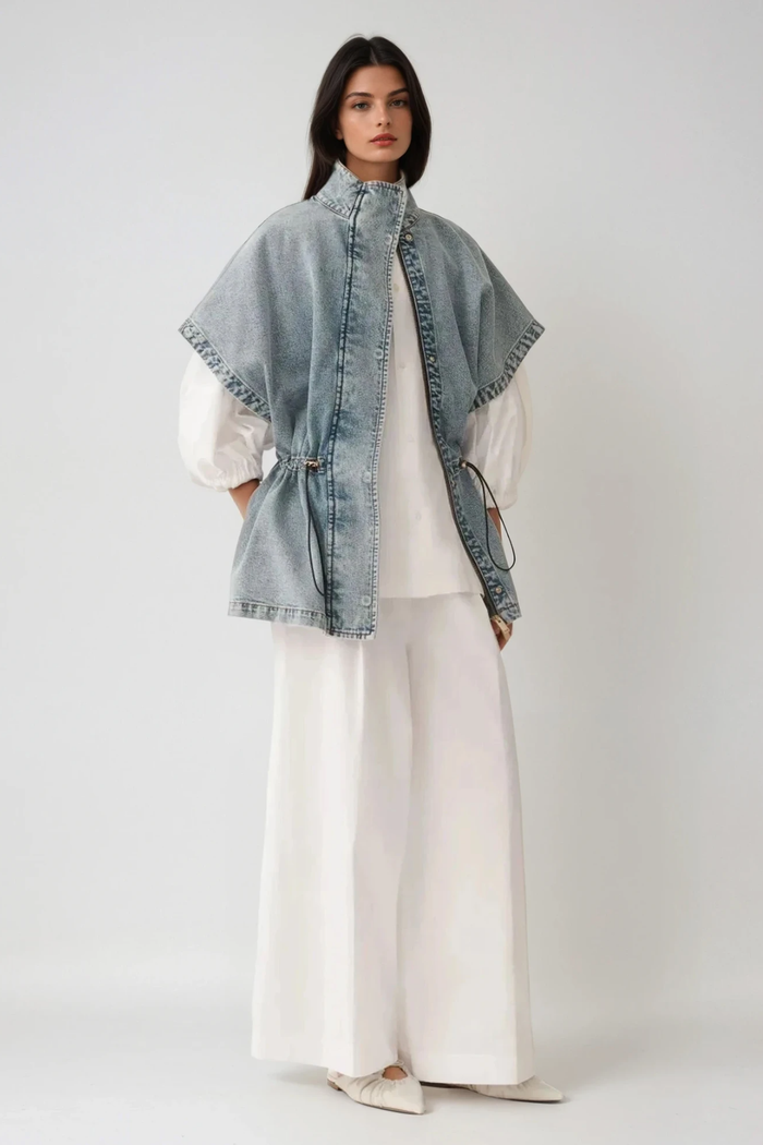 Dovilas Drawstring Ruch Denim Top