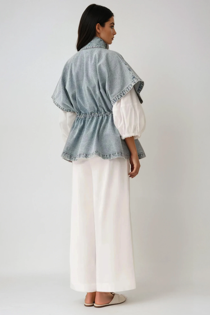 Dovilas Drawstring Ruch Denim Top