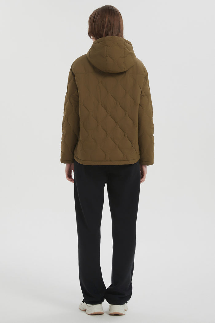Orolay Puffer Jacket Half Zip Hoodies Coat #color_coffee