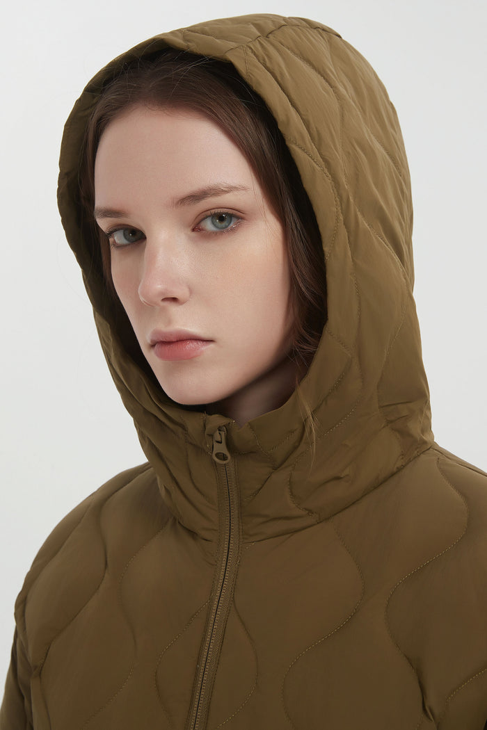 Orolay Puffer Jacket Half Zip Hoodies Coat #color_coffee
