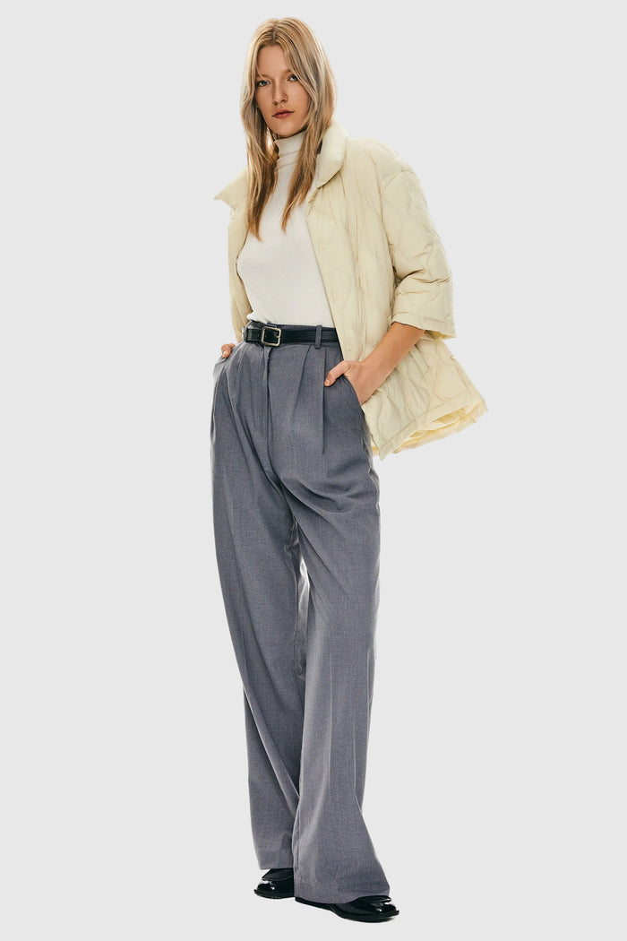 Orolay Puffer Jacket Three-quarter Sleeves Lightweight Oversized #color_beige