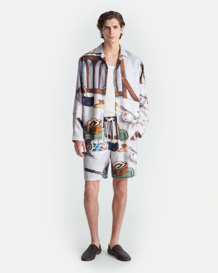 Doxxi - Printed Silk Twill Shorts - Poppyseed Cake