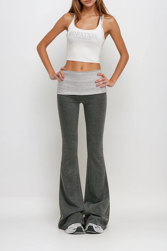 Dragoljub Colorblock Bootcut Pants In Dark Grey