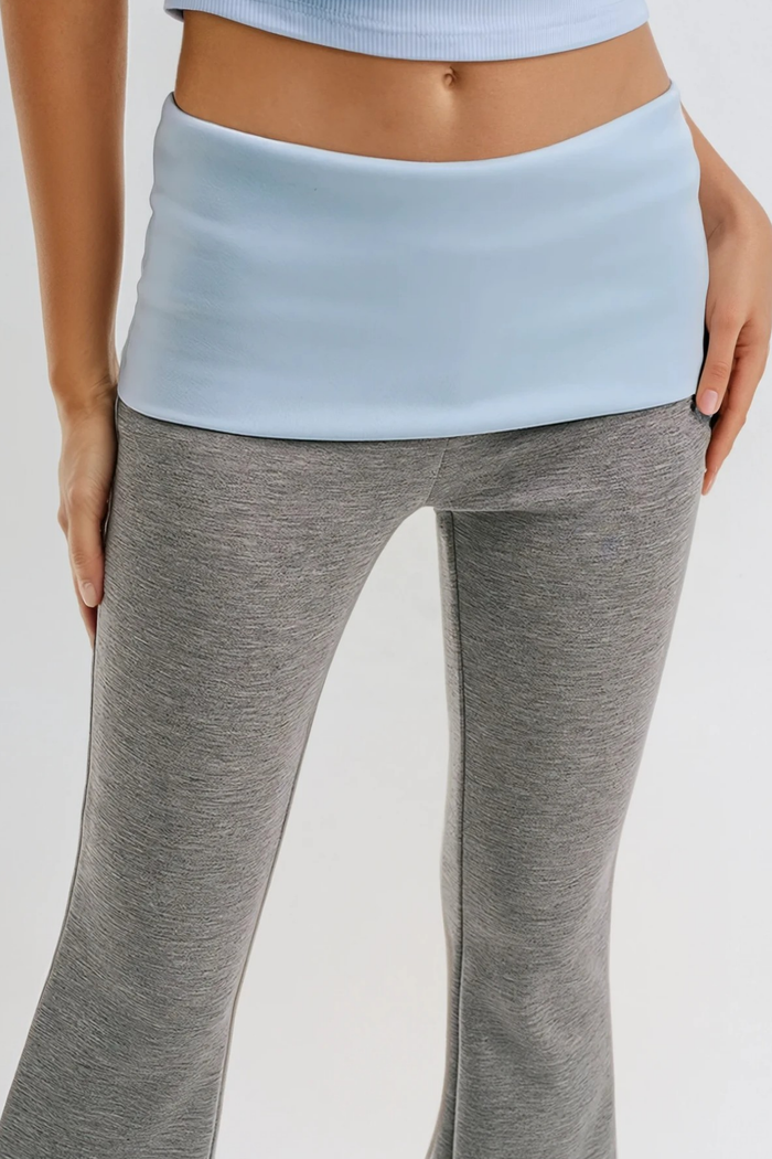 Dragoljub Colorblock Bootcut Pants In Light Grey