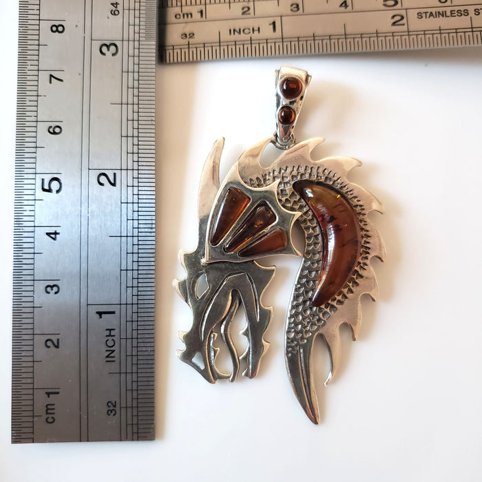 silver dragon men pendant