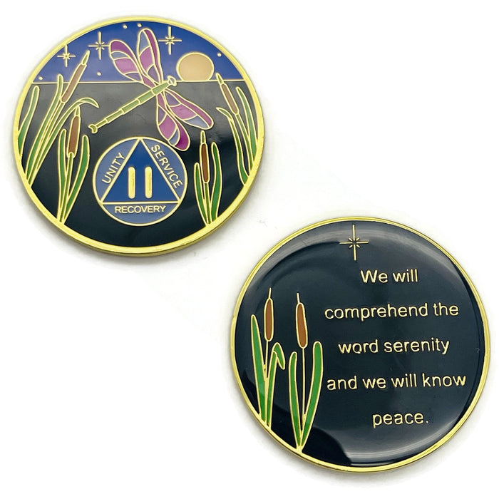 Dragonfly 9th Step 2 Year Specialty AA Recovery Medallion - Tri-Plated Two Year Chip/Coin