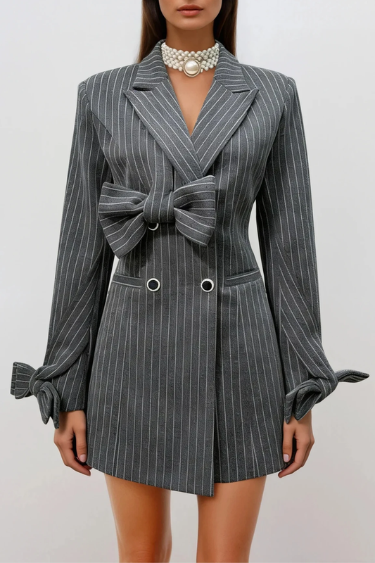 Drazen Asymmetric Bow Mini Blazer Dress