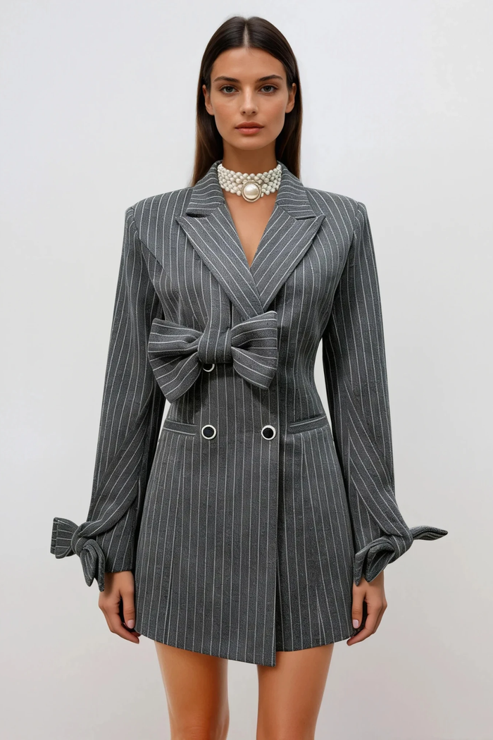 Drazen Asymmetric Bow Mini Blazer Dress