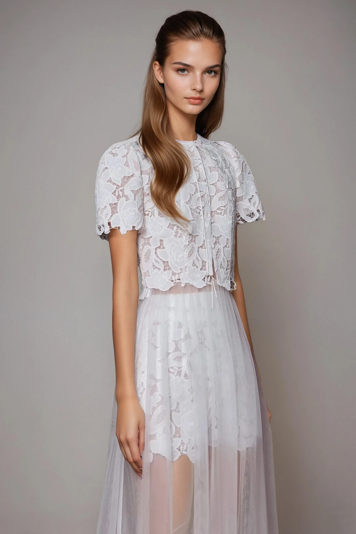 Dua Floral Cutout Three Piece Pants Set