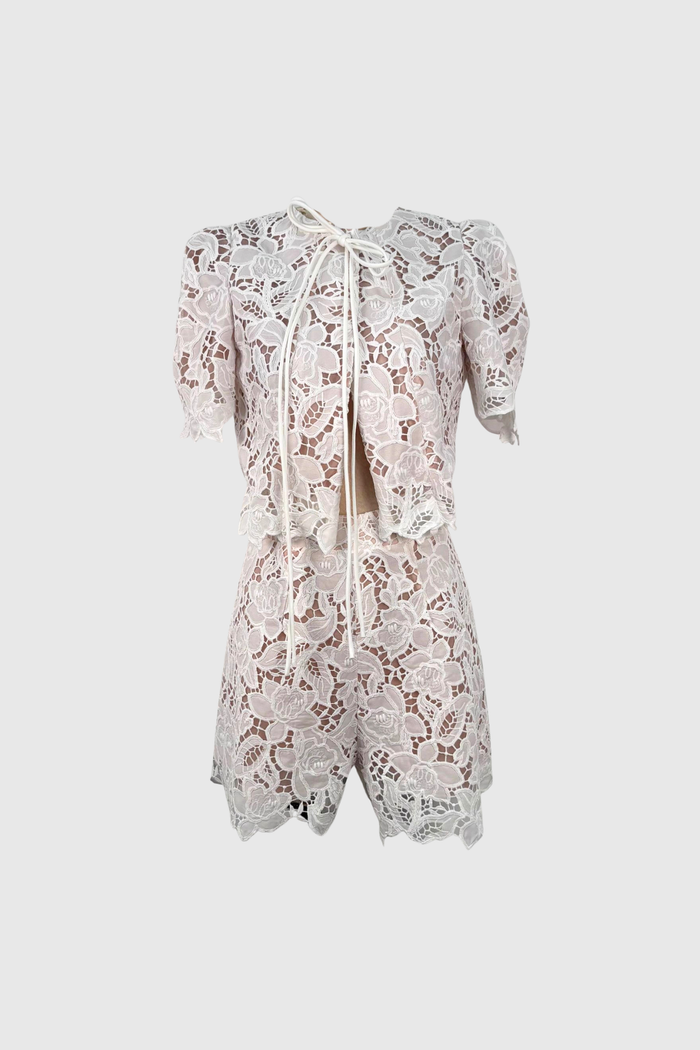 Dua Floral Cutout Three Piece Pants Set