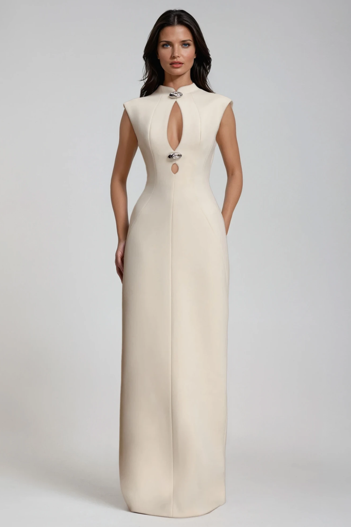 Duarte Sleeveless Cutout Maxi Dress In White