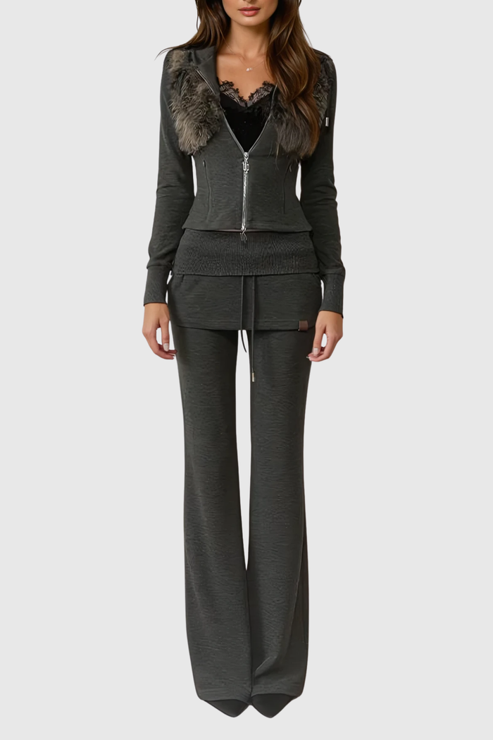 Dulcie Deconstruct Faux Fur Pants Set