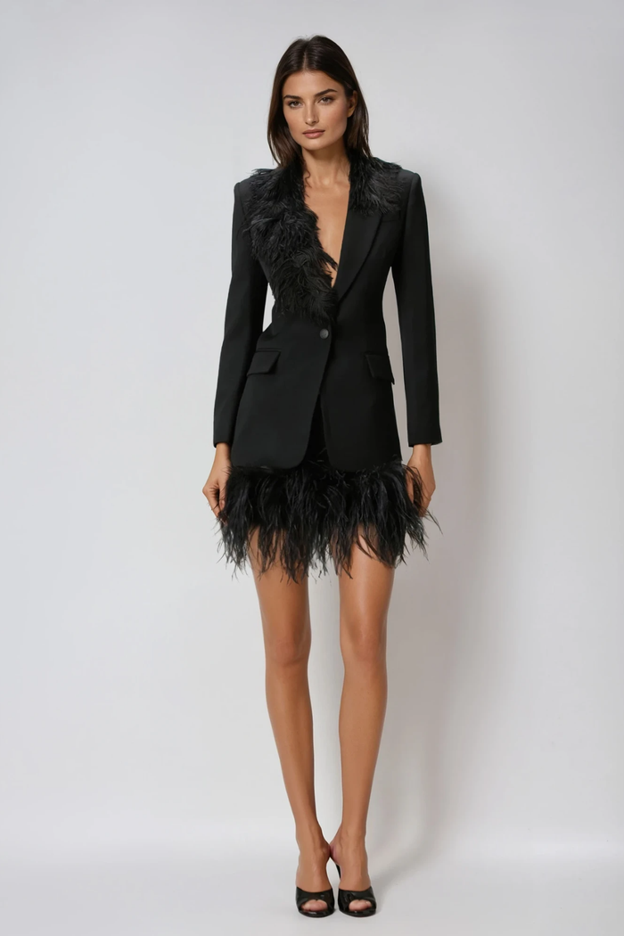 Dumitru Plunge Fringe Blazer