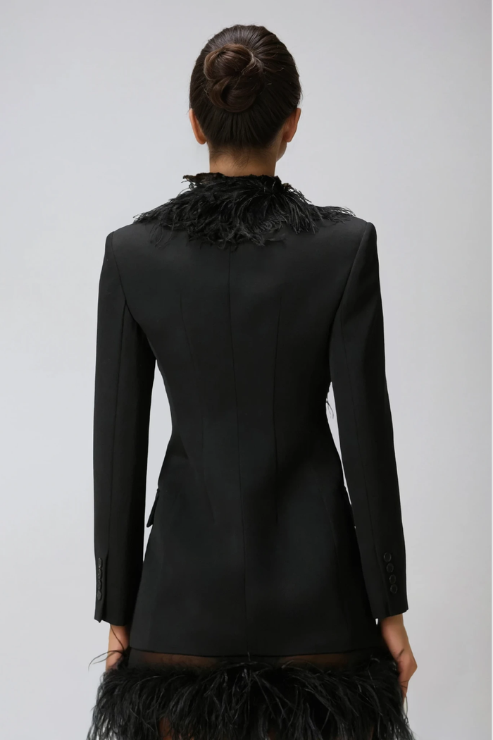 Dumitru Plunge Fringe Blazer