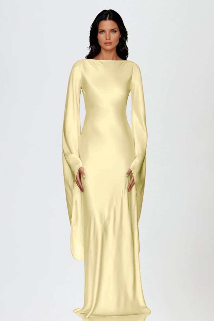 Durante Bell Sleeve Satin Maxi Dress