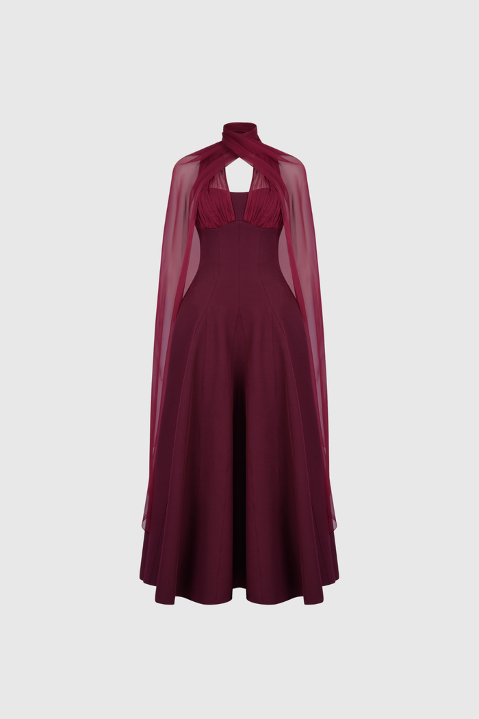 Dusana Mesh Shawl Maxi Dress