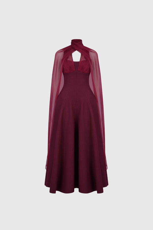 Dusana Mesh Shawl Maxi Dress