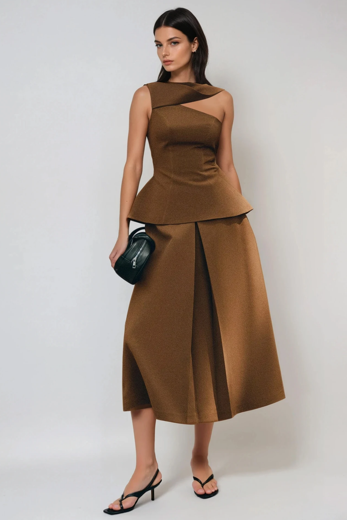 Dushyant Sleeveless Asymmetric Skirt Set