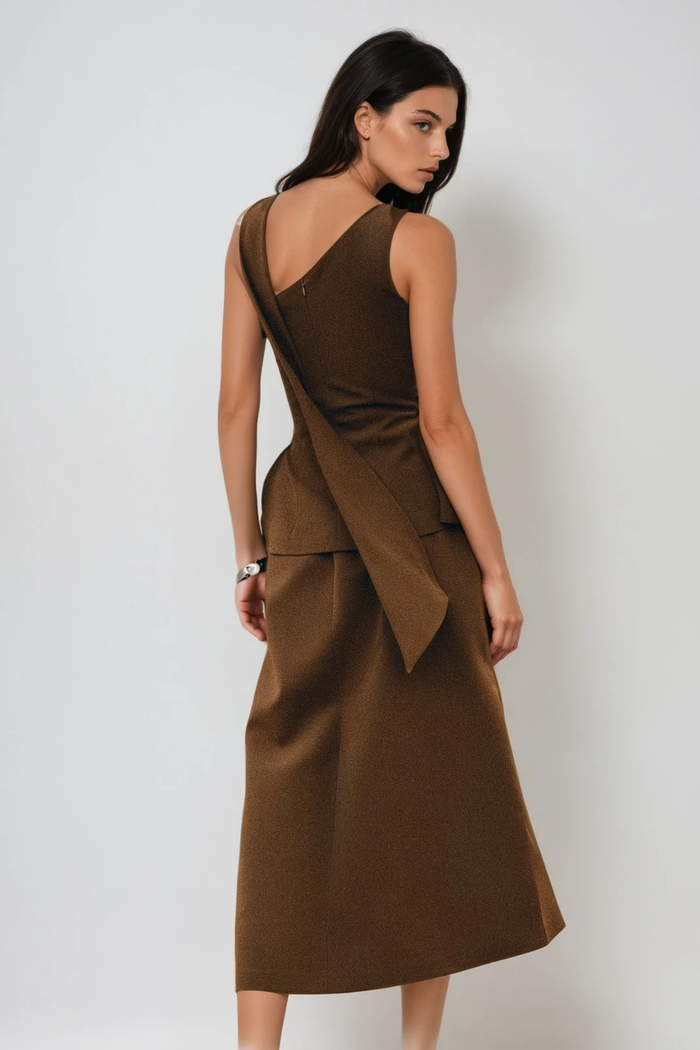 Dushyant Sleeveless Asymmetric Skirt Set