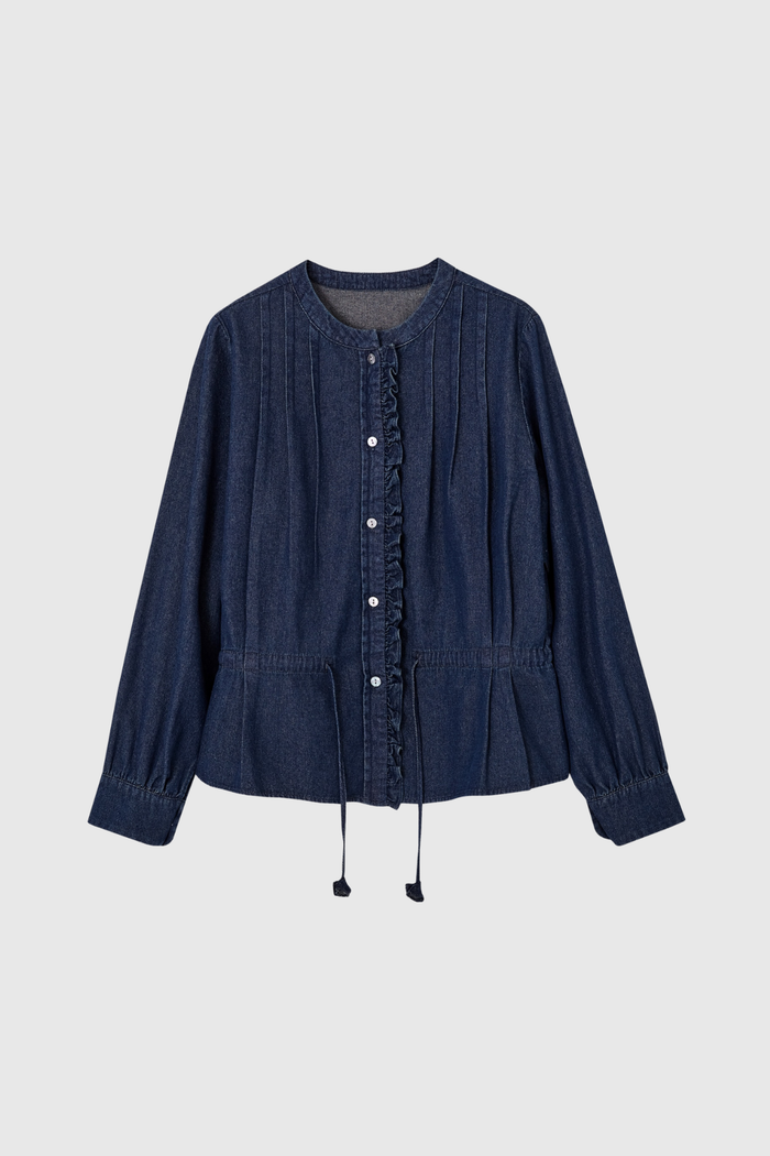 Duuk Ruffle Drawstring Denim Top