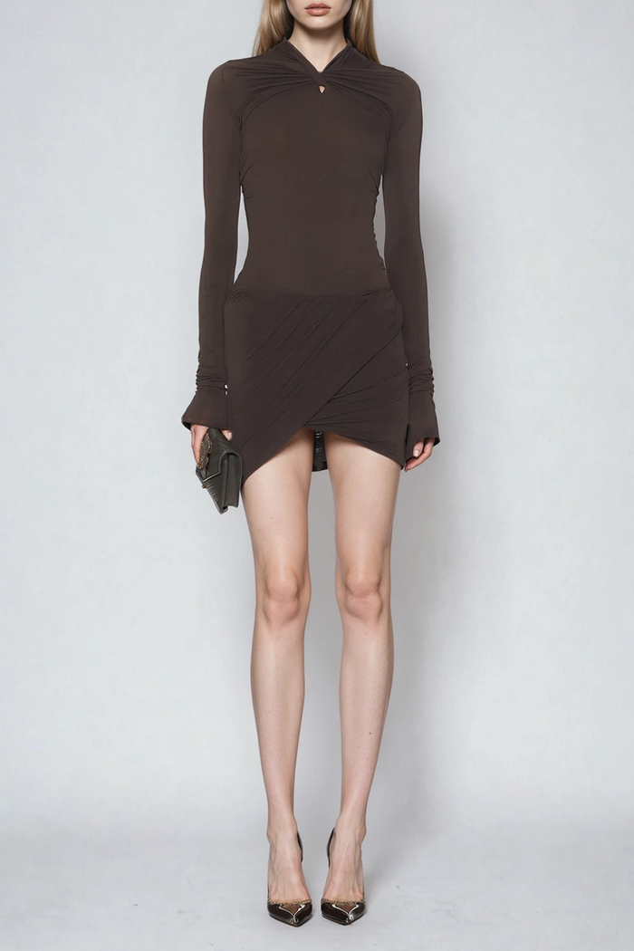 Dzejla Ruch Twist Bodycon Skirt Set
