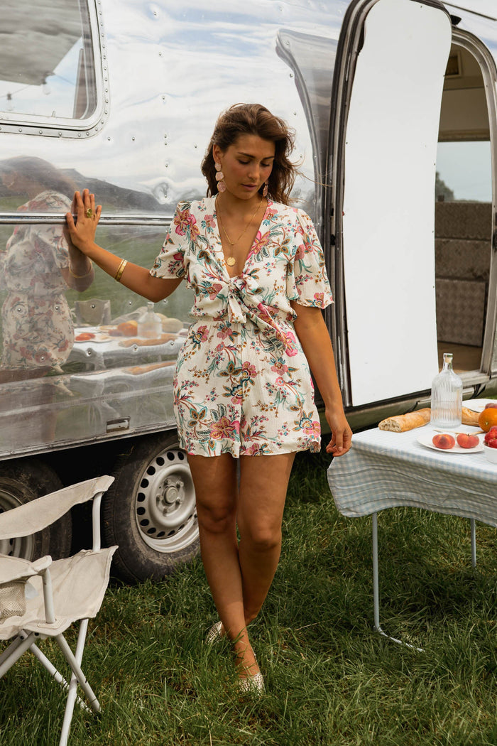 Ecru Floral Annette Romper