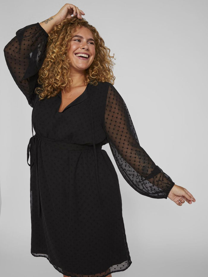 EDEE V NECK SHORT DRESS (BLACK)