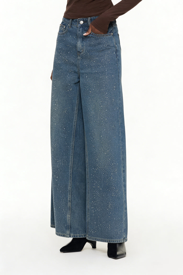 Eidel Rhinestone Jeans In Dark Blue
