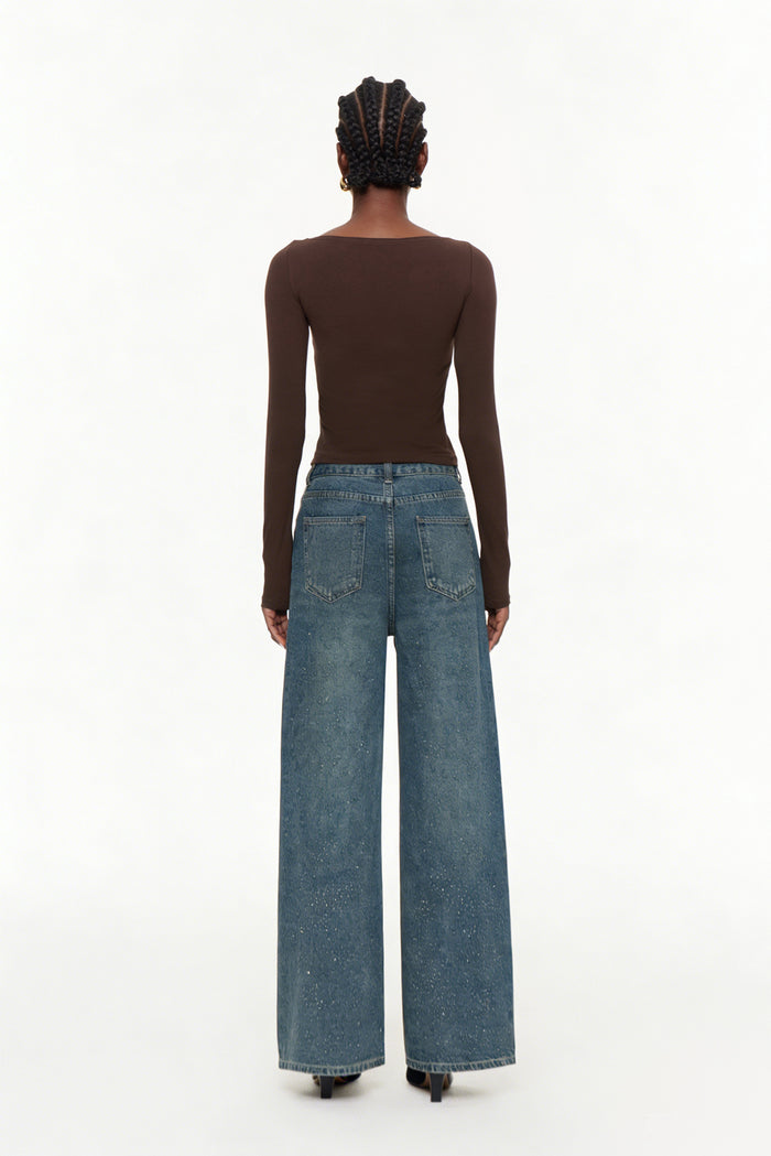 Eidel Rhinestone Jeans In Dark Blue