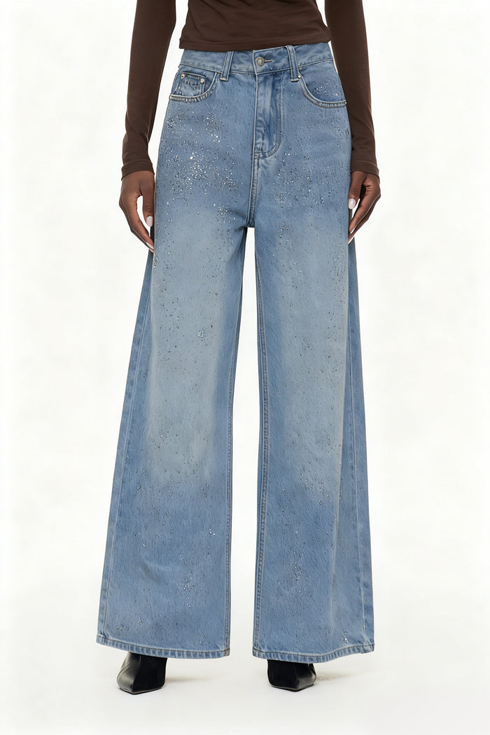 Eidel Rhinestone Jeans In Light Blue