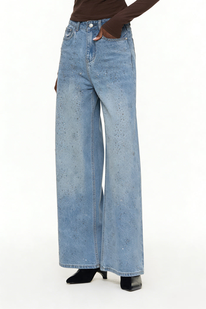 Eidel Rhinestone Jeans In Light Blue