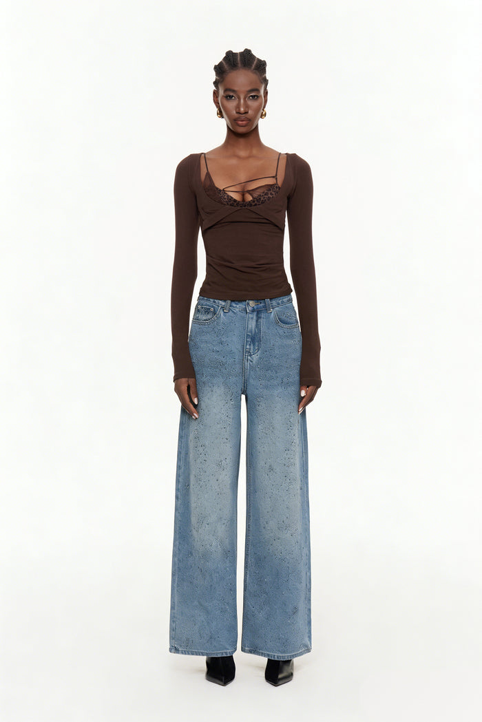 Eidel Rhinestone Jeans In Light Blue