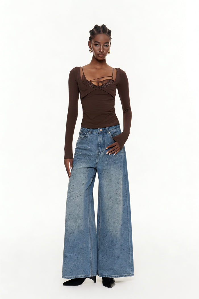 Eidel Rhinestone Jeans In Light Blue