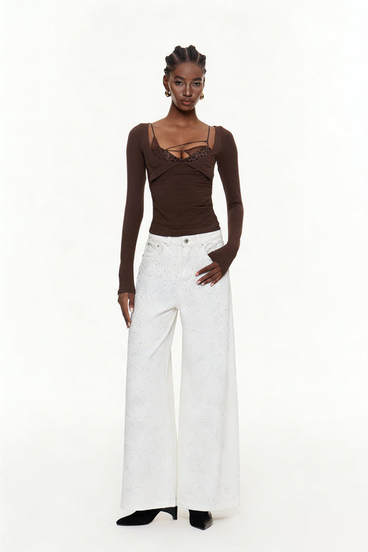 Eidel Rhinestone Jeans In White