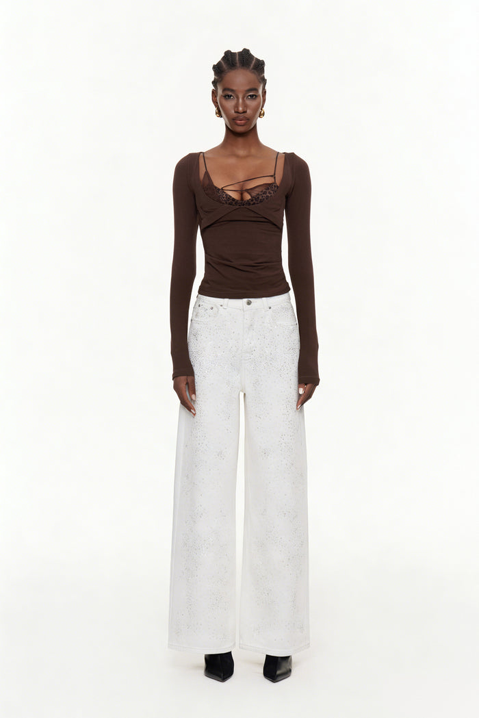 Eidel Rhinestone Jeans In White