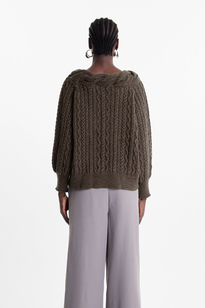 Elah Twist Knit Top In Brown