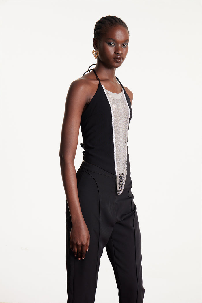 Elder Halter Neck Pearl Chain Top