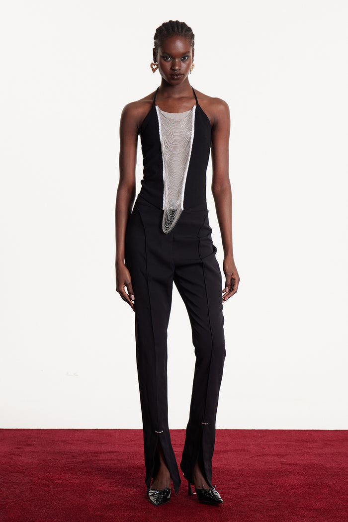 Elder Halter Neck Pearl Chain Top