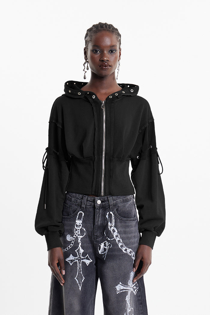 Eldon Deconstruct Eyelet Jacket In Black