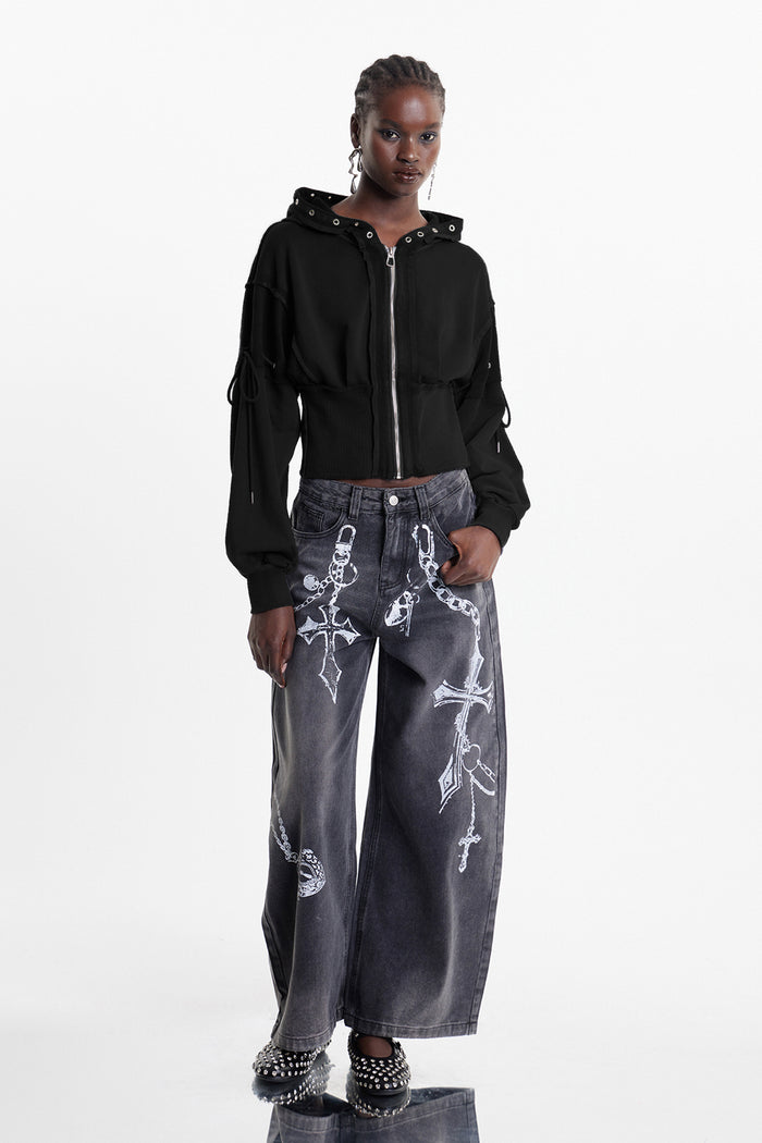 Eldon Deconstruct Eyelet Jacket In Black