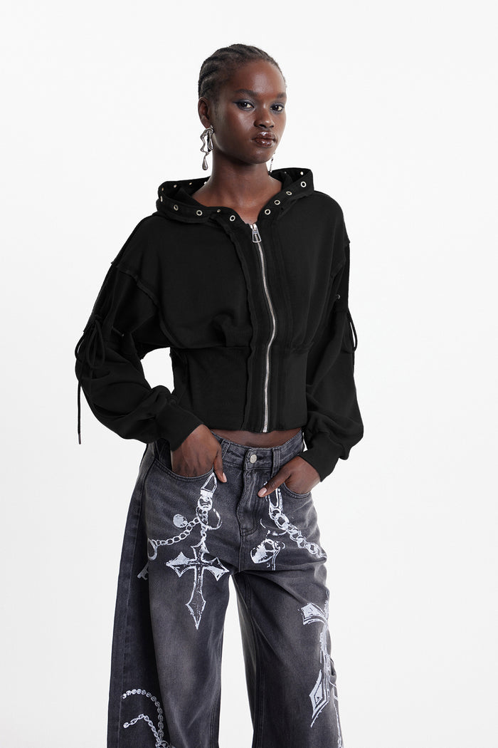 Eldon Deconstruct Eyelet Jacket In Black