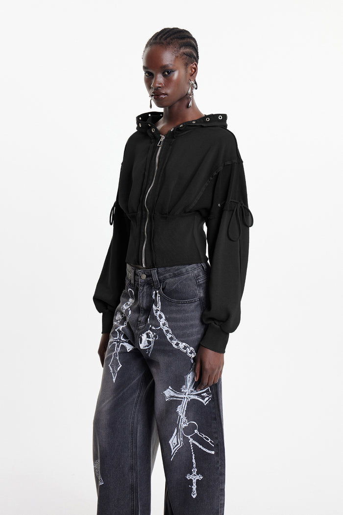 Eldon Deconstruct Eyelet Jacket In Black