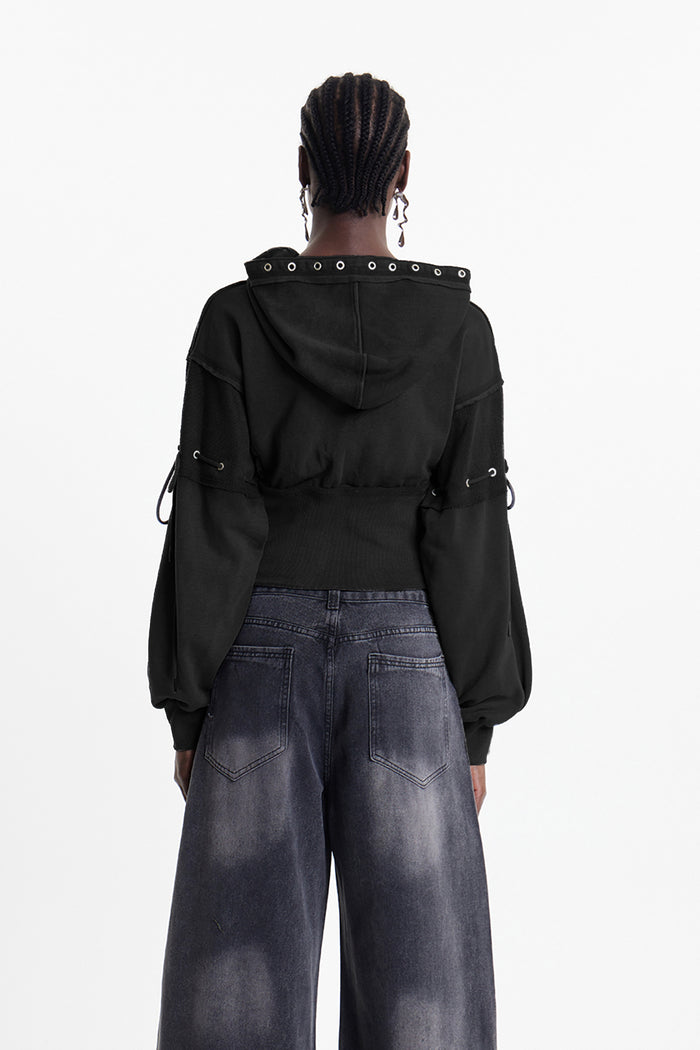 Eldon Deconstruct Eyelet Jacket In Black